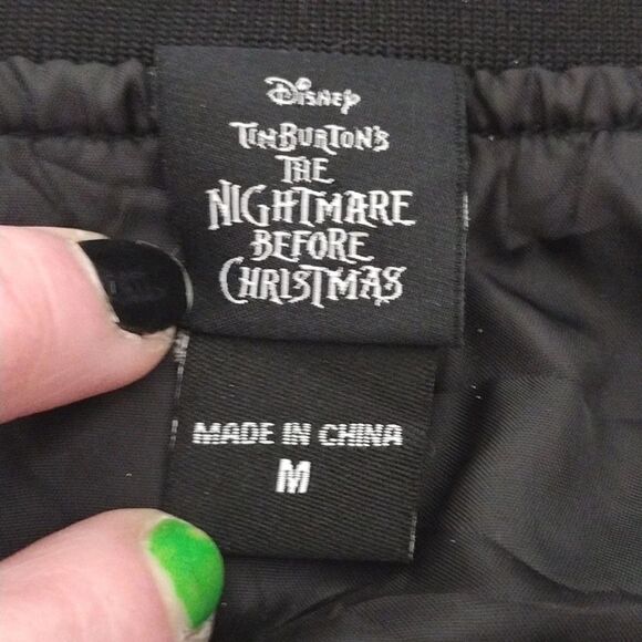 Disney 2019 The Nightmare Before Christmas Black Grey Bomber Jacket Medium - Picture 12 of 16